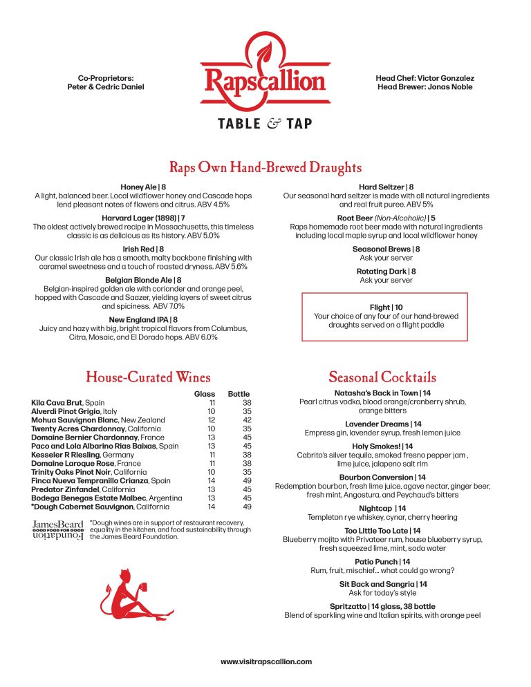 ACTON New Hours, New Menus! Rapscallion